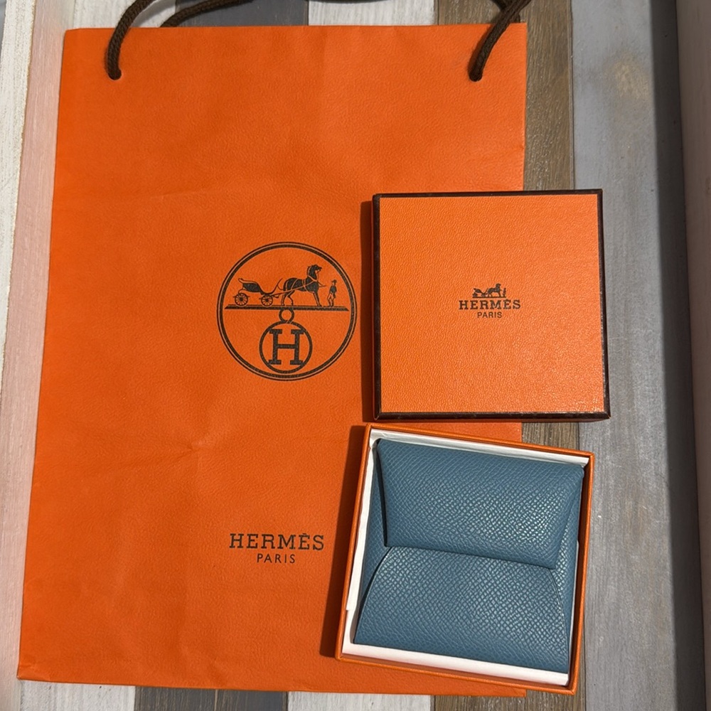 HERMES Bastia Veau Epsom Leather Coin Purse Wallet